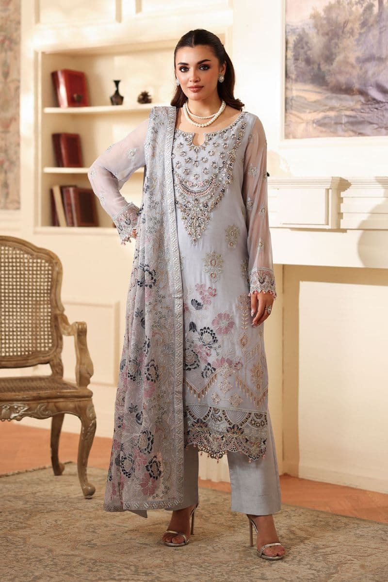 Embroidered Raw Silk Unstitched Suit