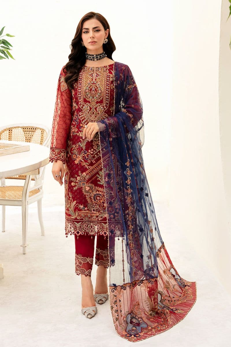 Embroidered Silk Unstitched Suit