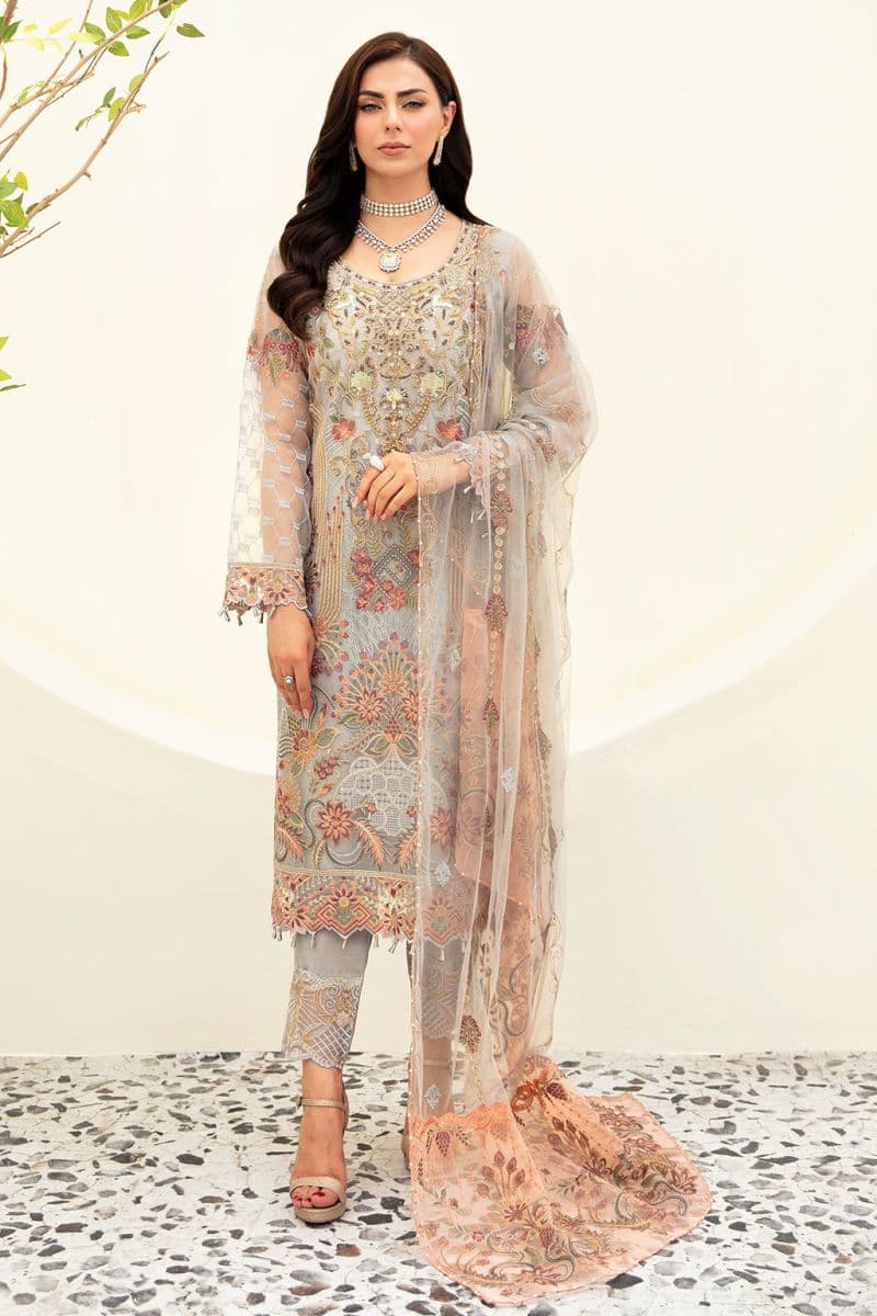 Embroidered Silk Unstitched Suit
