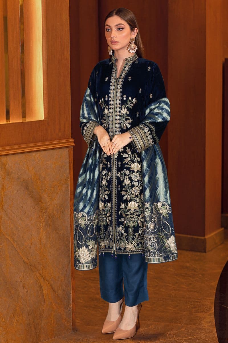 Embroidered Raw Silk Unstitched Suit