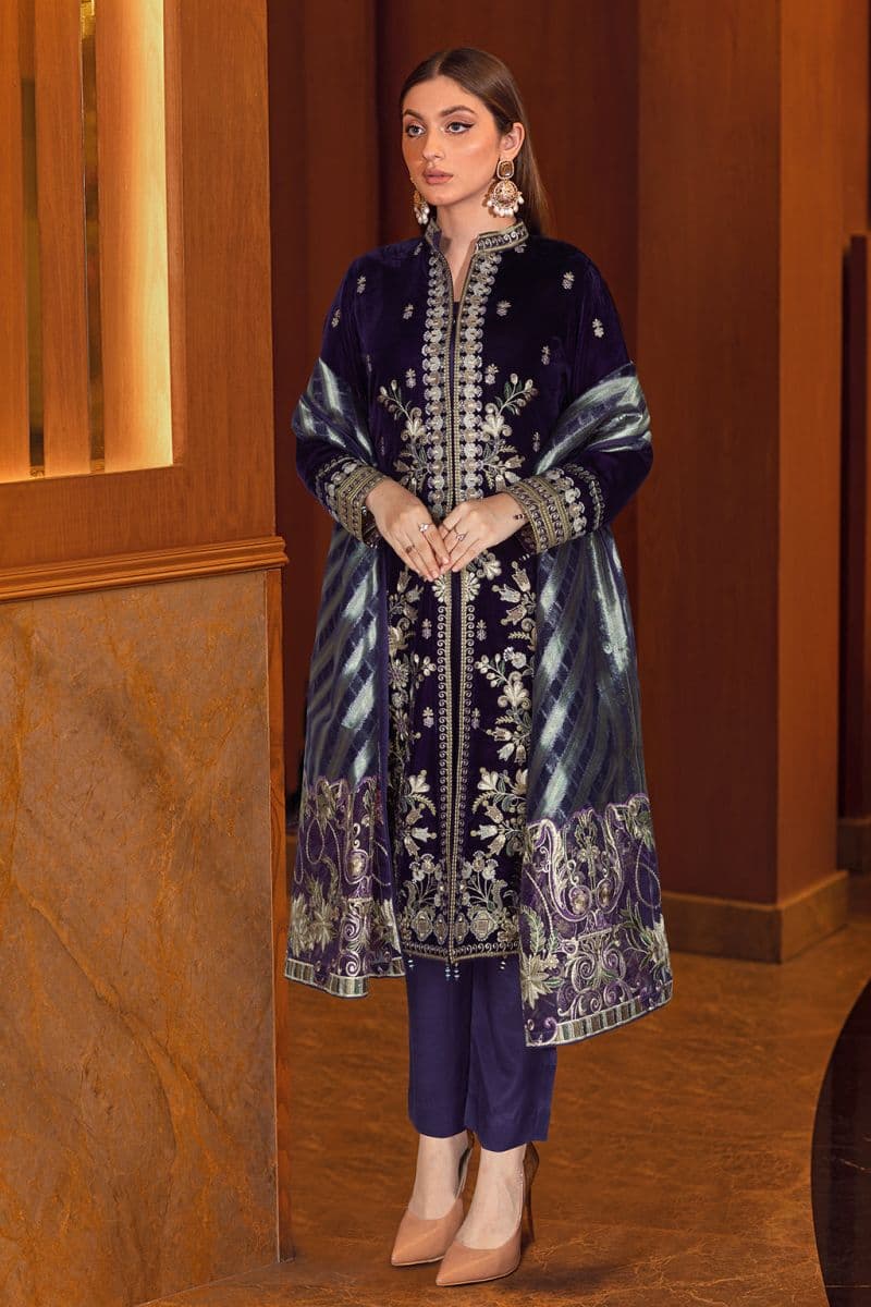 Embroidered Raw Silk Unstitched Suit