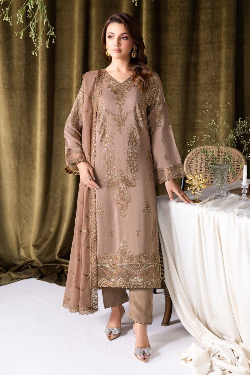 Embroidered Raw Silk Unstitched Suit (AA-110) thumbnail