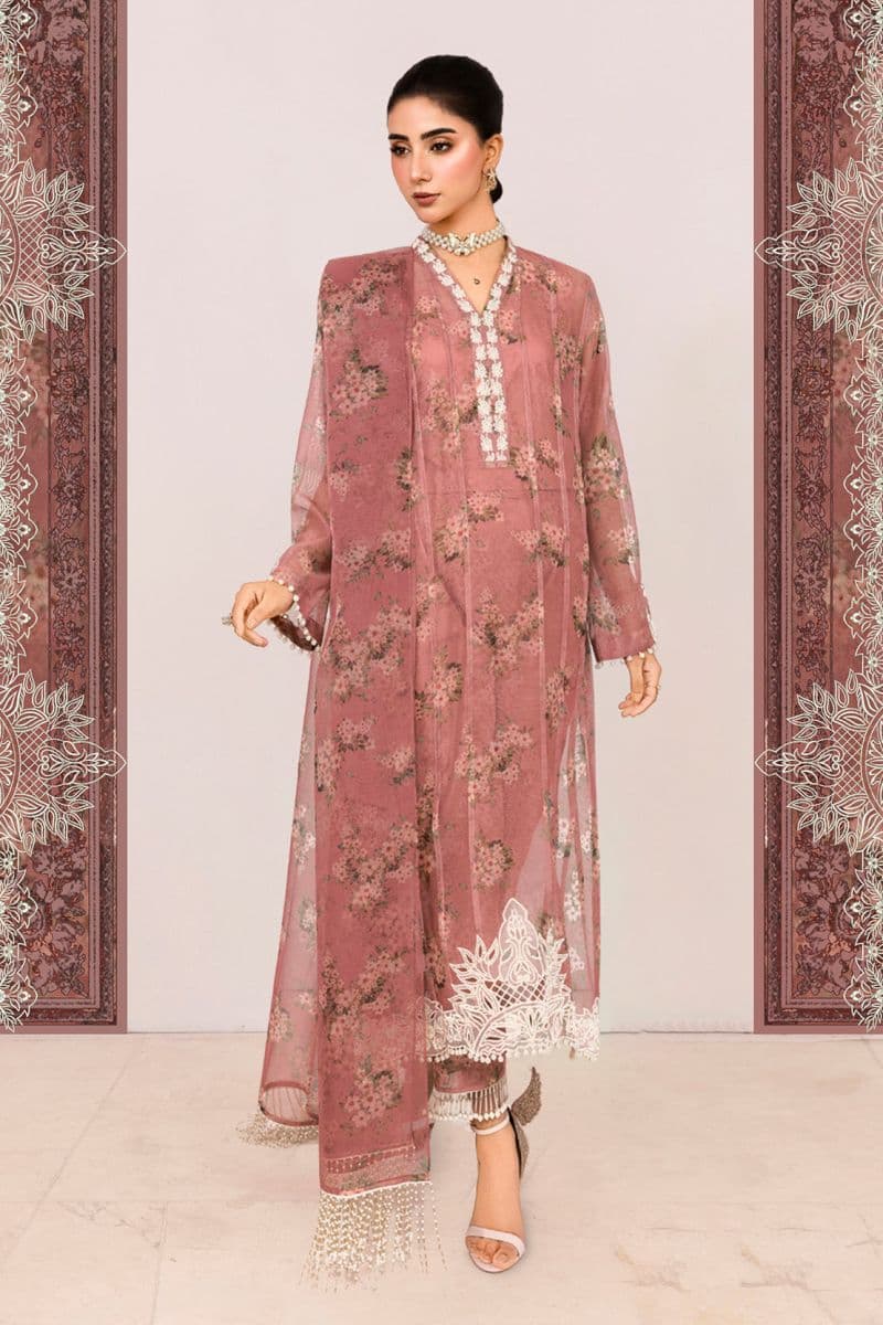 ABROSH – 3PC COTTON NET, ORGANZA & LAWN EID FESTIVE PRET