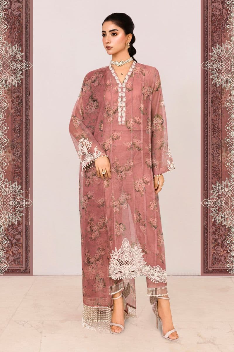 ABROSH – 3PC COTTON NET, ORGANZA & LAWN EID FESTIVE PRET