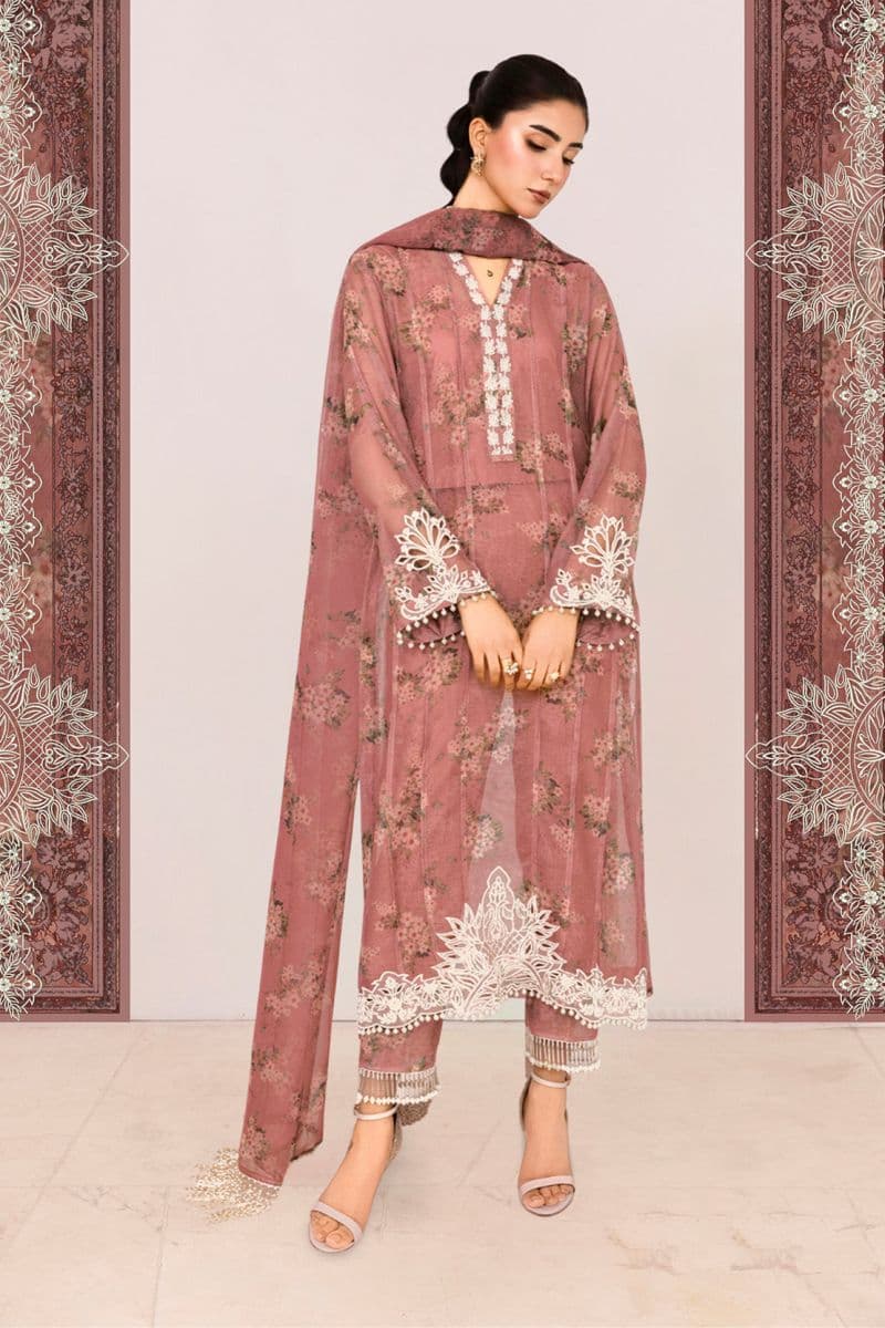 ABROSH – 3PC COTTON NET, ORGANZA & LAWN EID FESTIVE PRET