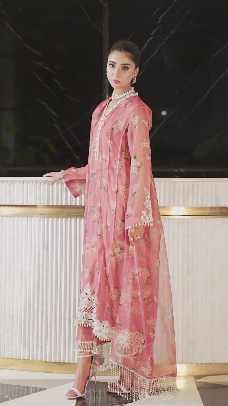 ABROSH – 3PC COTTON NET, ORGANZA & LAWN EID FESTIVE PRET