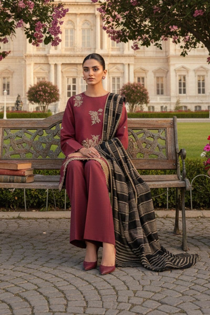 Embroidered - 3 Pc Lawn Suit (Dyed Yarn Dupatta)
