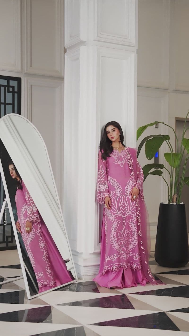 AKS – 3PC KHAADI NET,LAWN & NET EID FESTIVE PRET