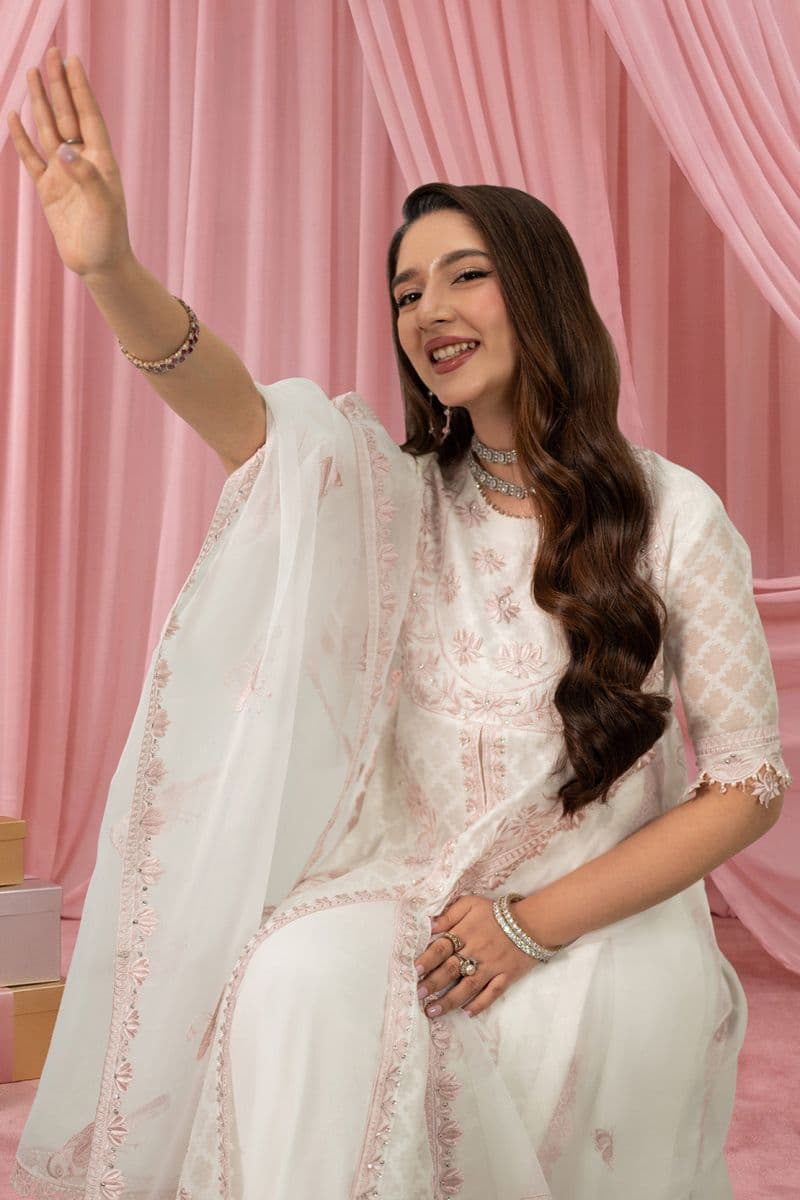 PEACH OPAL 2PC SELF COTTON NET & LAWN EID FESTIVE PRET thumbnail