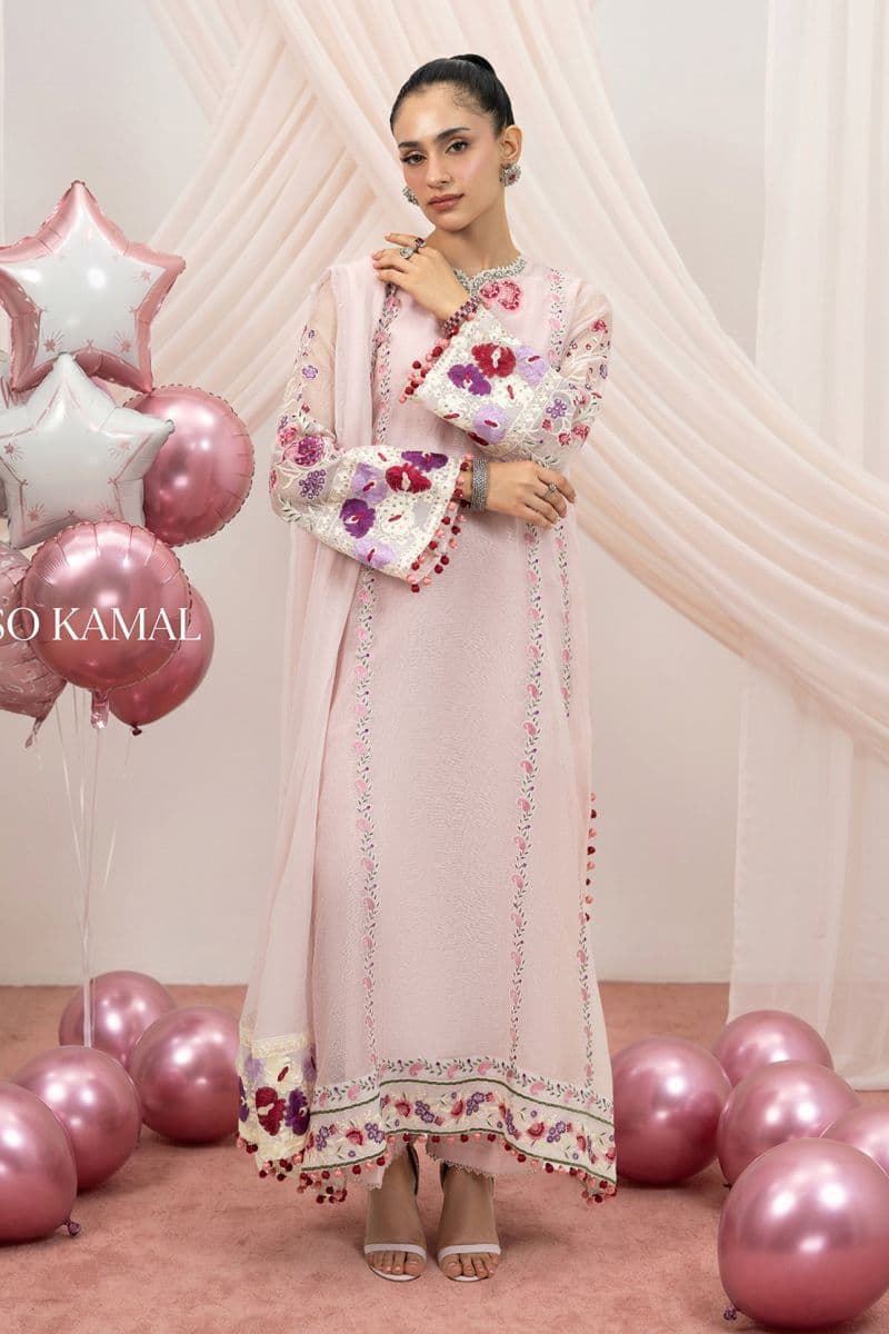 BUBBLEGUM 2PC KHAADI NET & CHIFFON EID FESTIVE PRET thumbnail