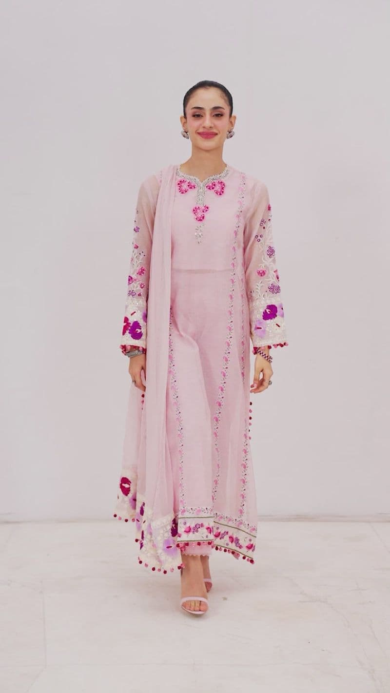 BUBBLEGUM 2PC KHAADI NET & CHIFFON EID FESTIVE PRET thumbnail