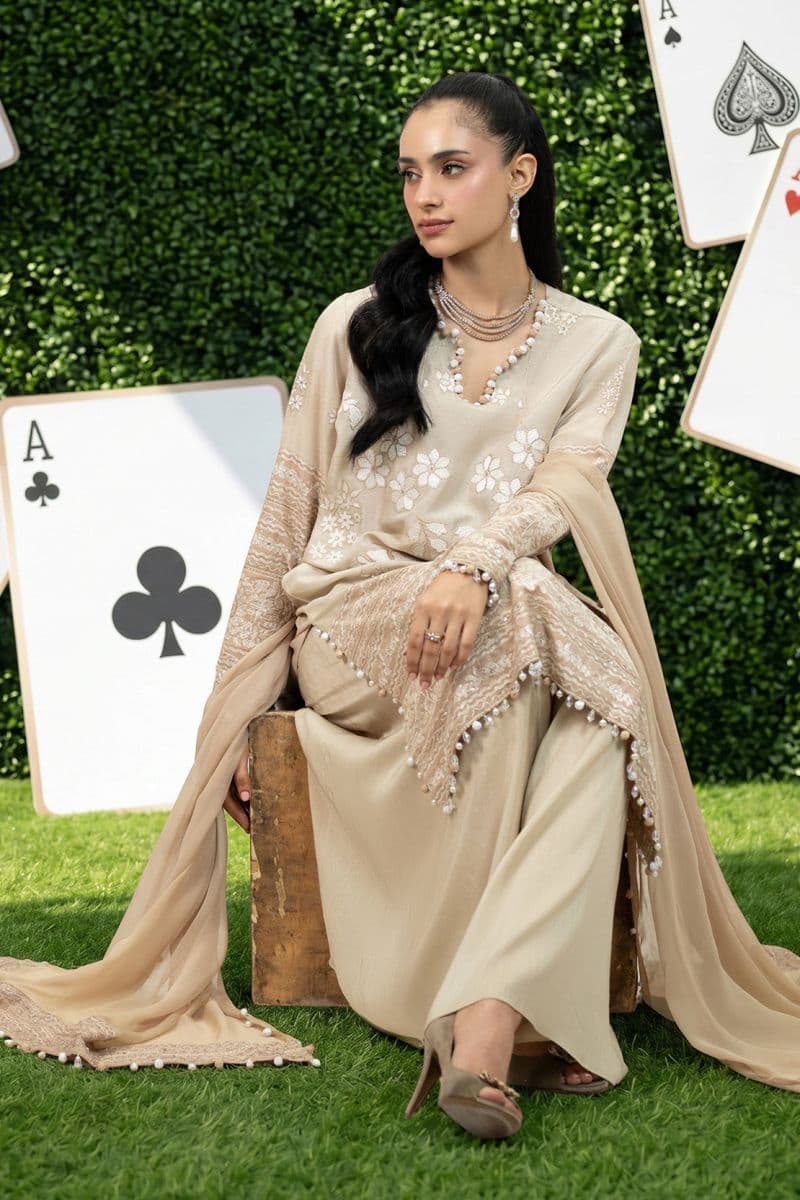 CARAMEL 2PC RAWSILK & CHIFFON EID FESTIVE PRET thumbnail