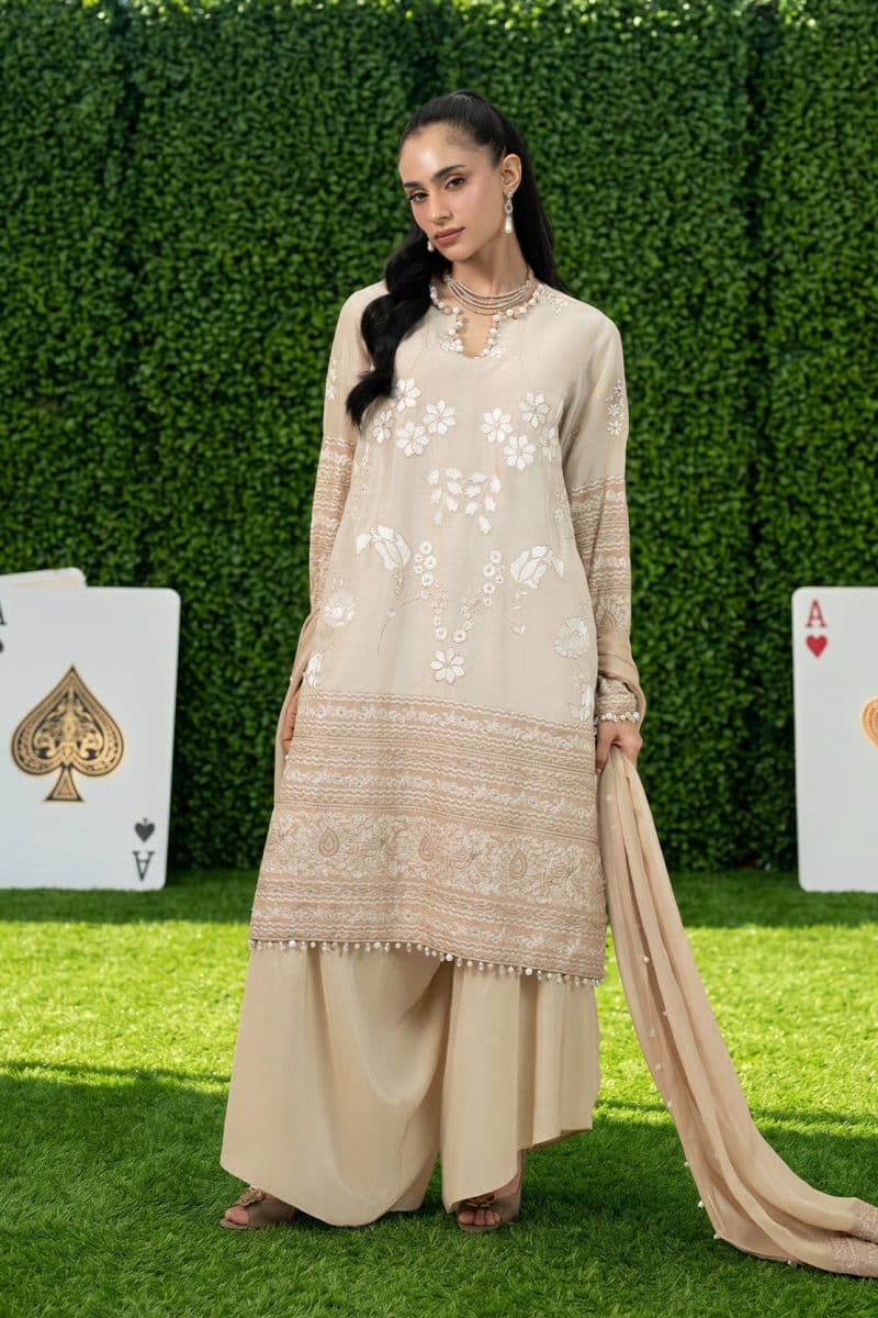 CARAMEL 2PC RAWSILK & CHIFFON EID FESTIVE PRET thumbnail