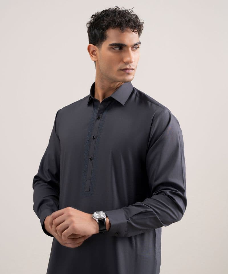 Embroidered Cotton Dobby Suit