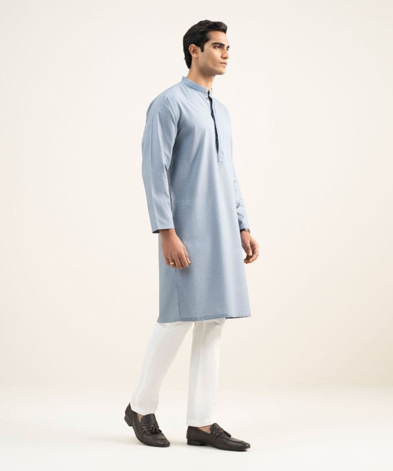 Embroidered Cotton Jacquard Kurta thumbnail