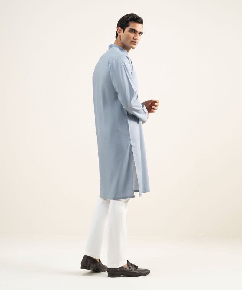 Embroidered Cotton Jacquard Kurta thumbnail