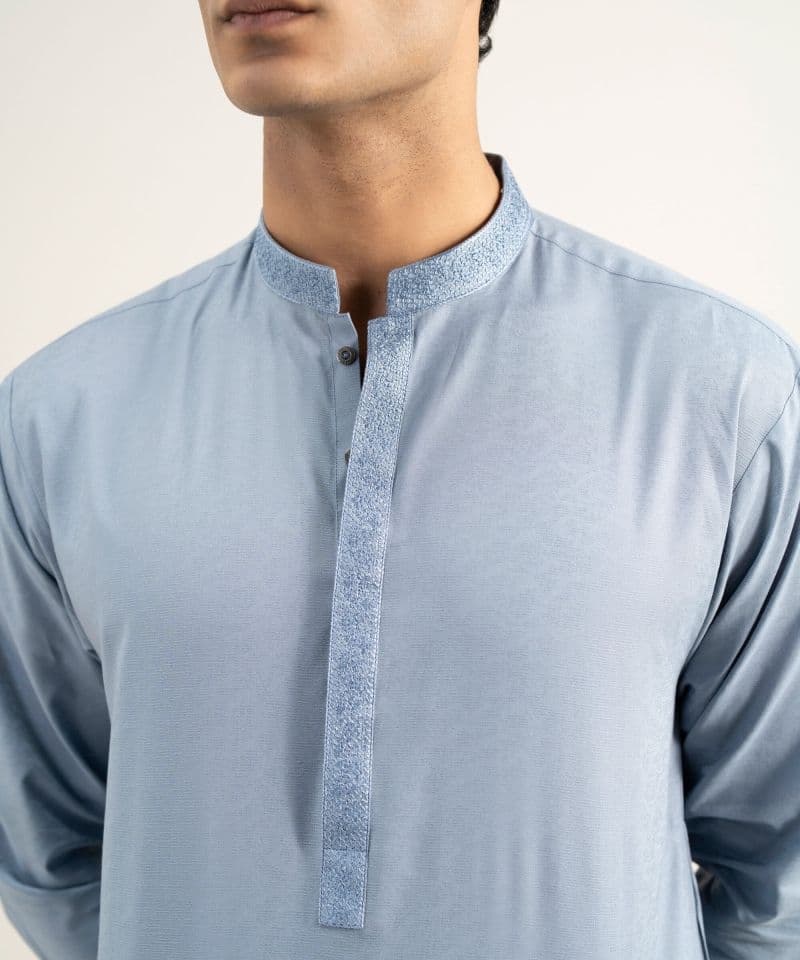 Embroidered Cotton Jacquard Kurta thumbnail