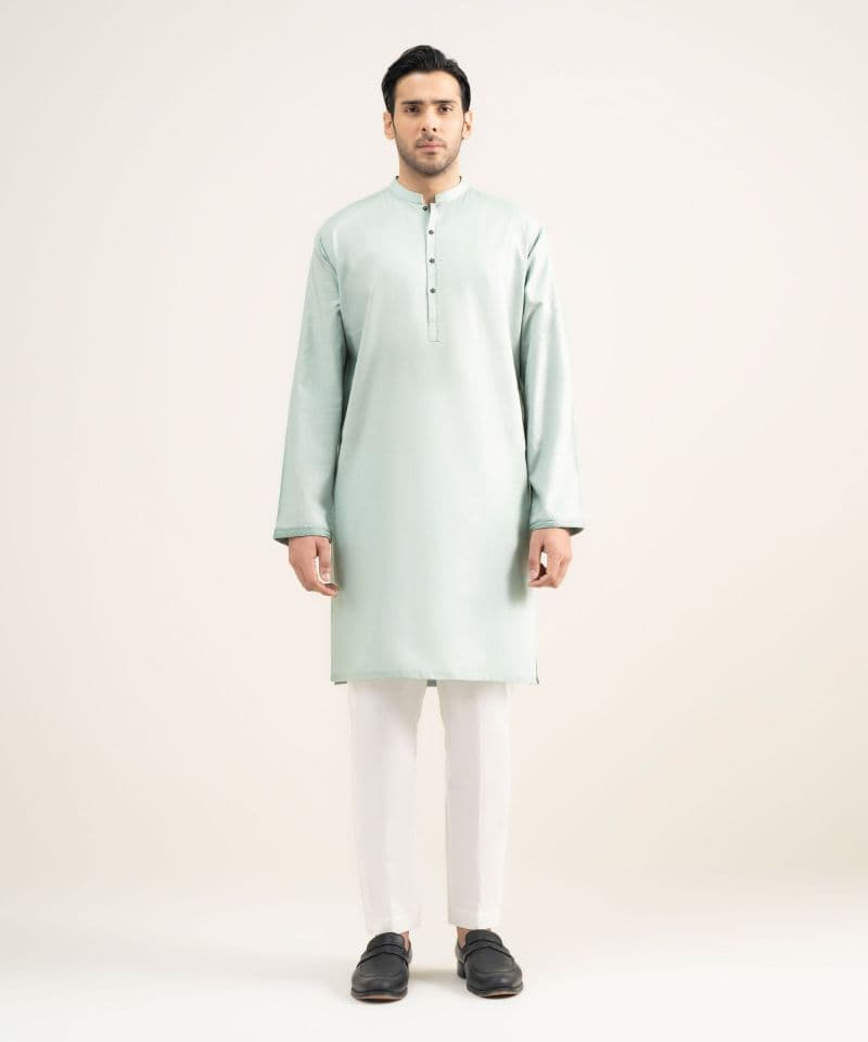 Embroidered Cotton Jacquard Kurta