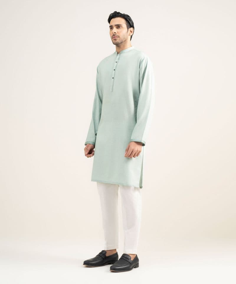 Embroidered Cotton Jacquard Kurta