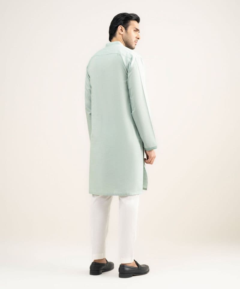 Embroidered Cotton Jacquard Kurta