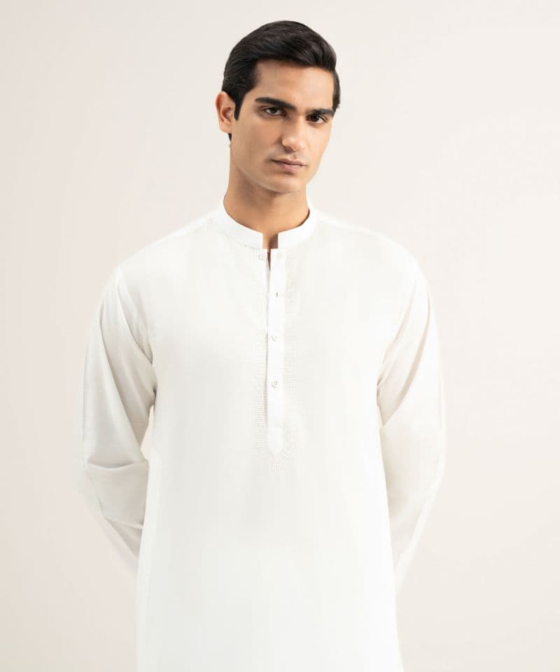Embroidered Cotton Jacquard Kurta thumbnail