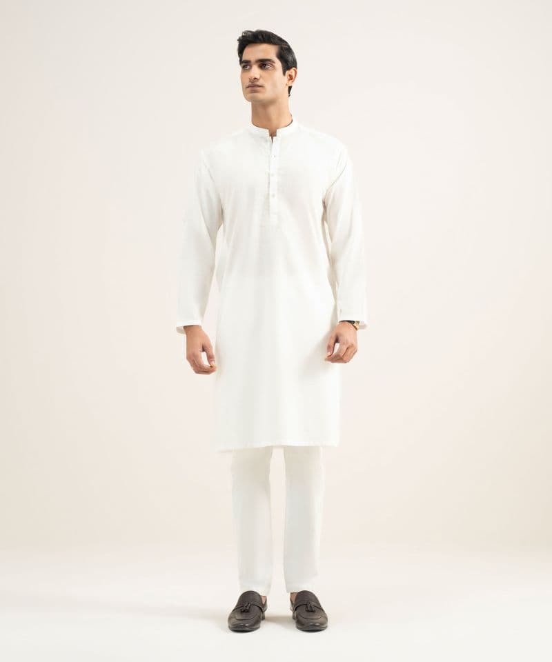 Embroidered Cotton Jacquard Kurta thumbnail