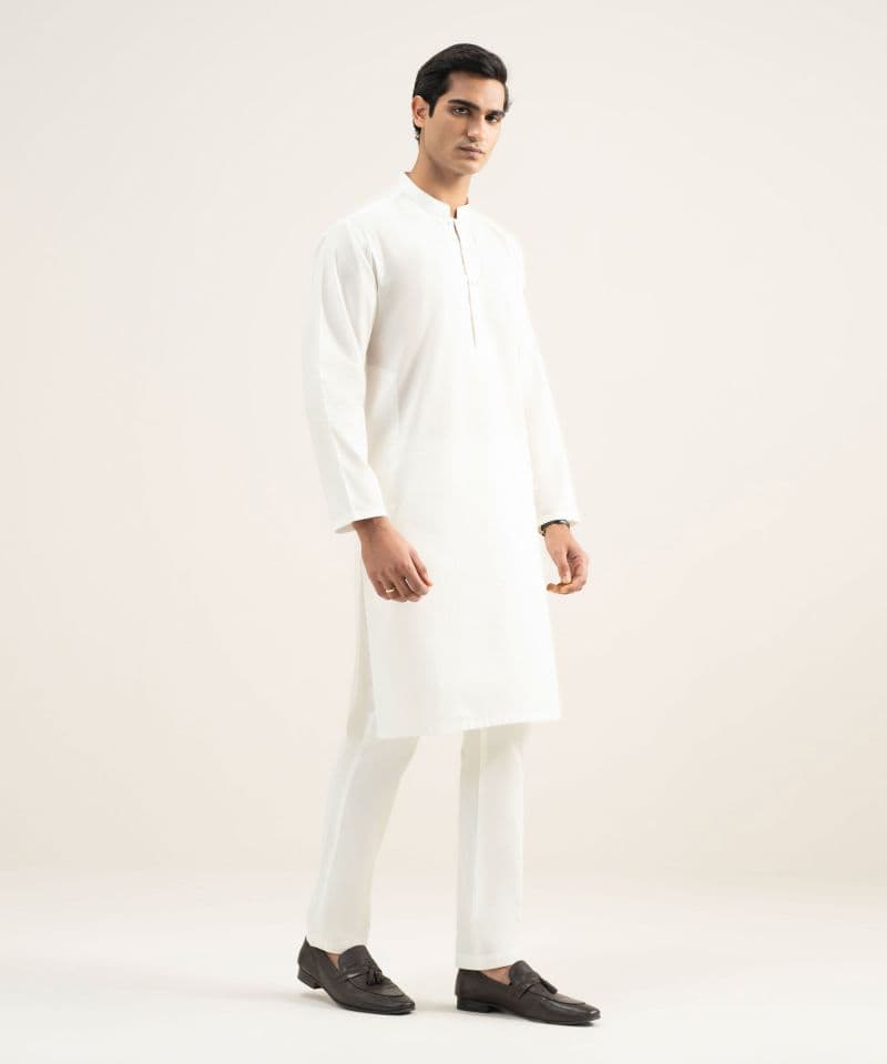 Embroidered Cotton Jacquard Kurta thumbnail