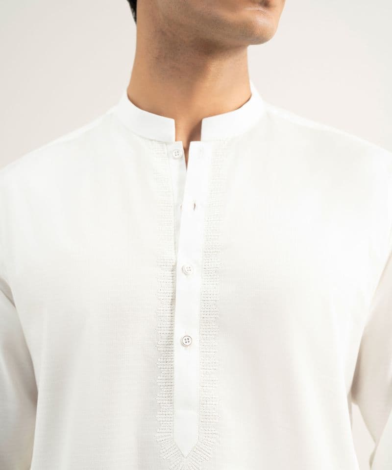 Embroidered Cotton Jacquard Kurta thumbnail