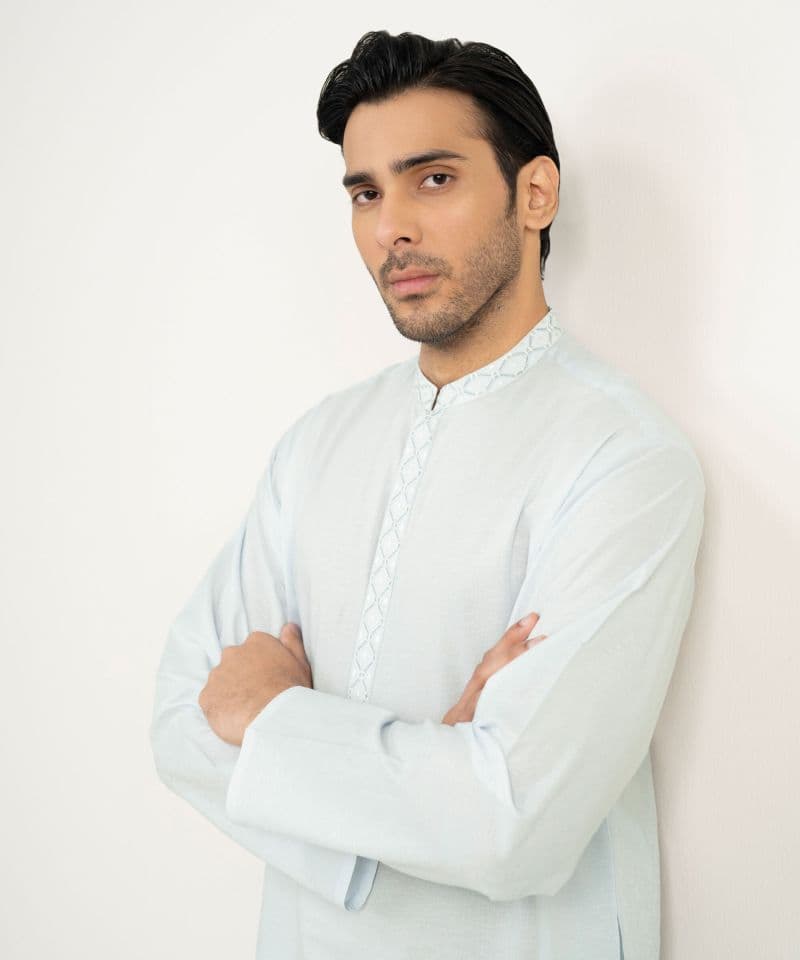 Embroidered Cotton Dobby Kurta thumbnail