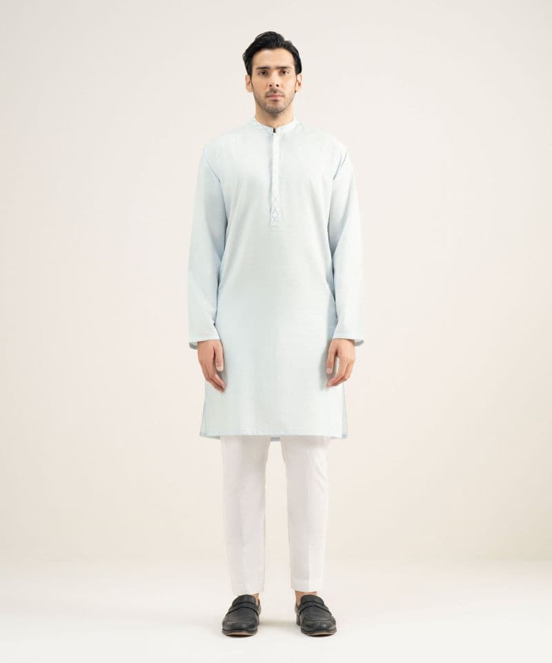 Embroidered Cotton Dobby Kurta thumbnail