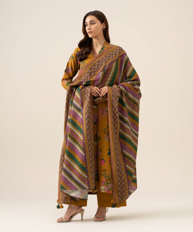 3 Piece - Printed Premium Khaddar Suit