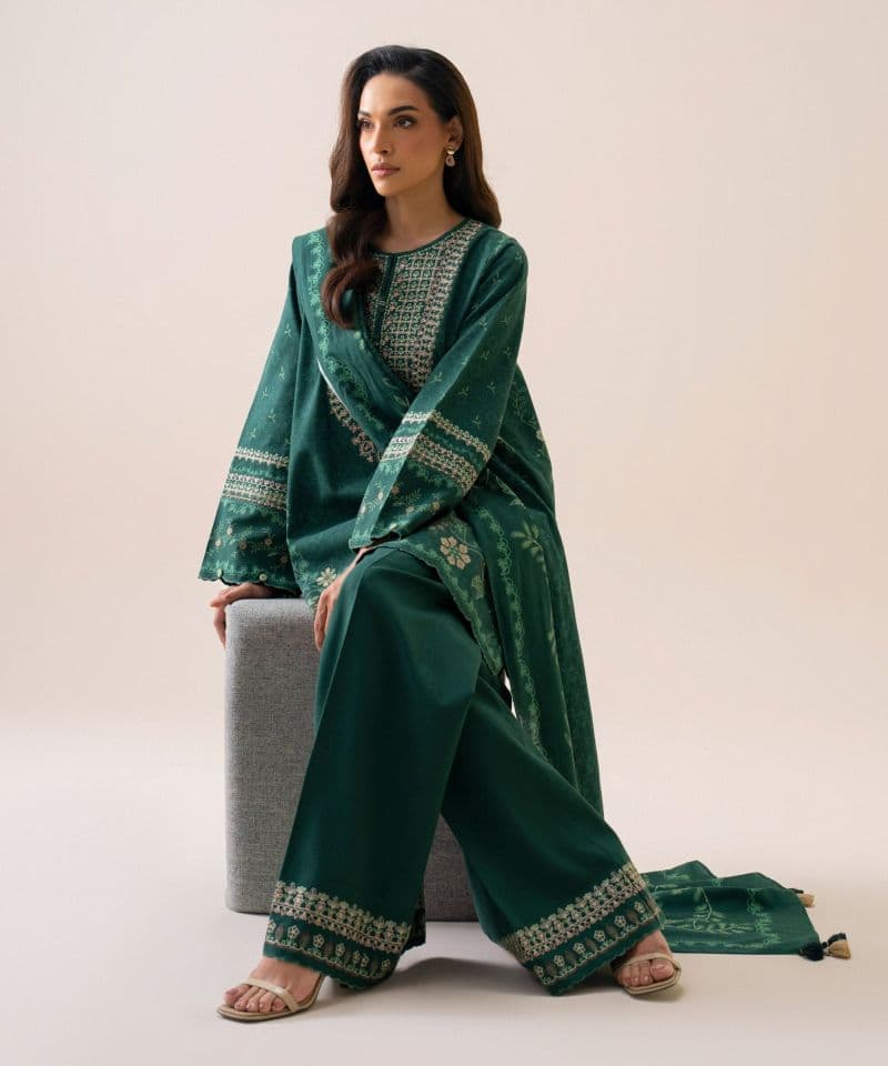 3 Piece - Embroidered Light Khaddar Suit thumbnail