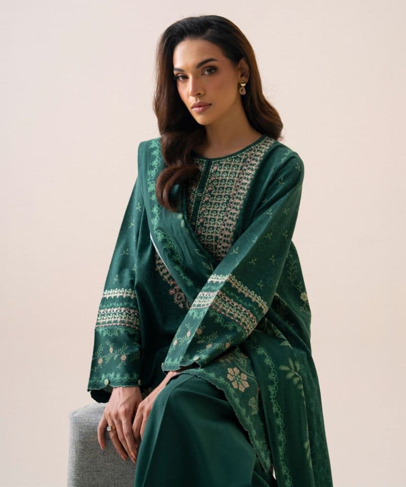 3 Piece - Embroidered Light Khaddar Suit thumbnail
