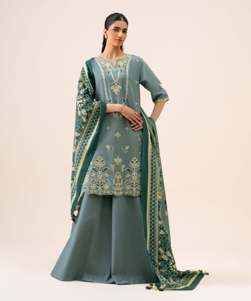 3 Piece - Embroidered Light Khaddar Suit thumbnail