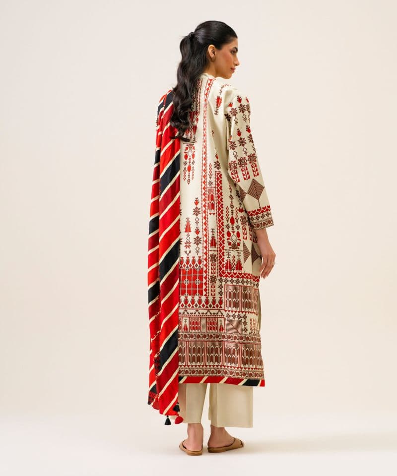 3 Piece - Printed Viscose Linen Suit