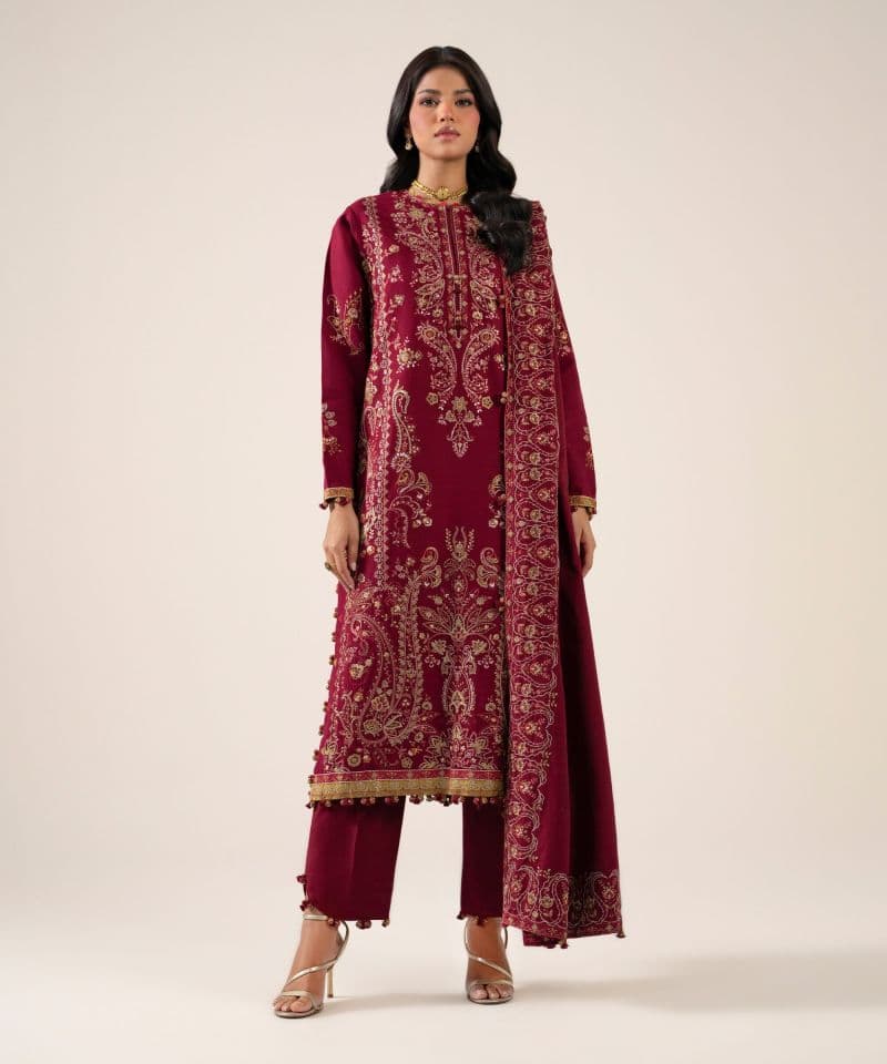 3 Piece - Embroidered Basic Khaddar Suit