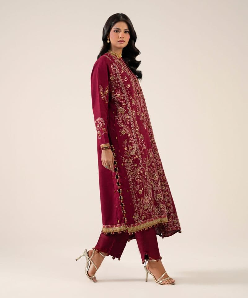 3 Piece - Embroidered Basic Khaddar Suit