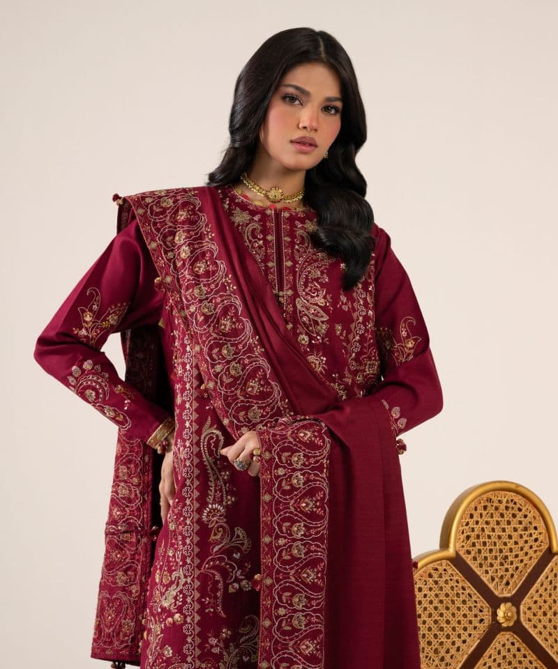 3 Piece - Embroidered Basic Khaddar Suit