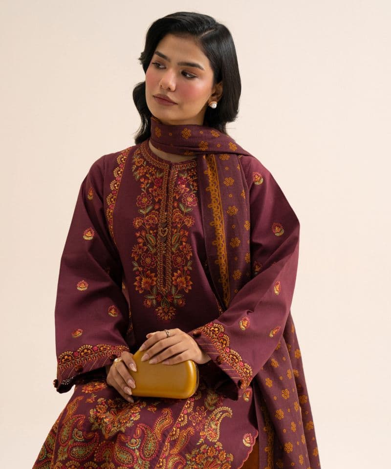 3 Piece - Embroidered Light Khaddar Suit thumbnail