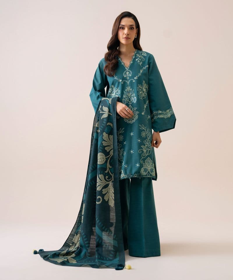 3 Piece - Embroidered Light Khaddar Suit thumbnail