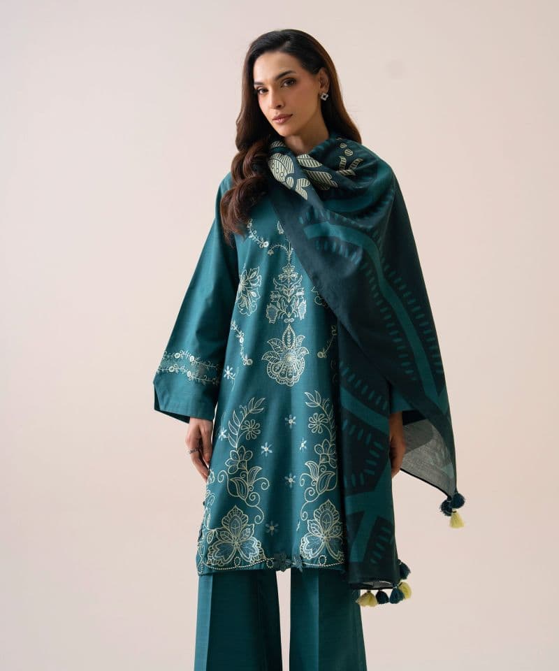 3 Piece - Embroidered Light Khaddar Suit thumbnail