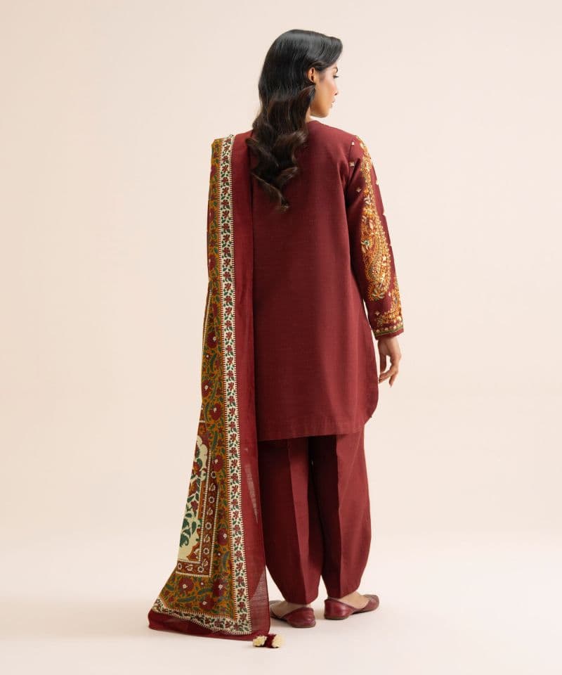 3 Piece - Embroidered Light Khaddar Suit