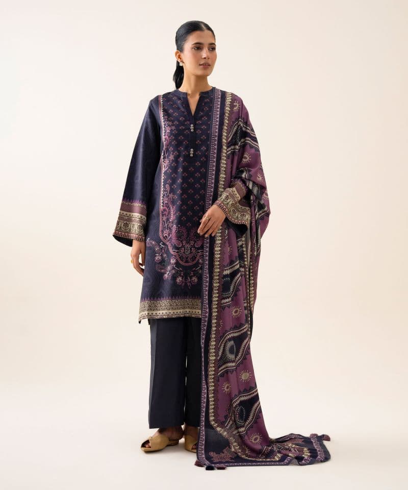 3 Piece - Printed Viscose Linen Suit