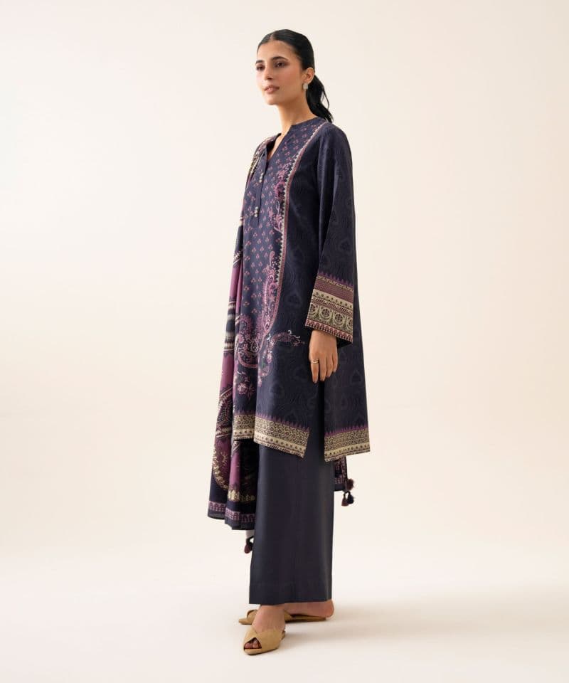 3 Piece - Printed Viscose Linen Suit