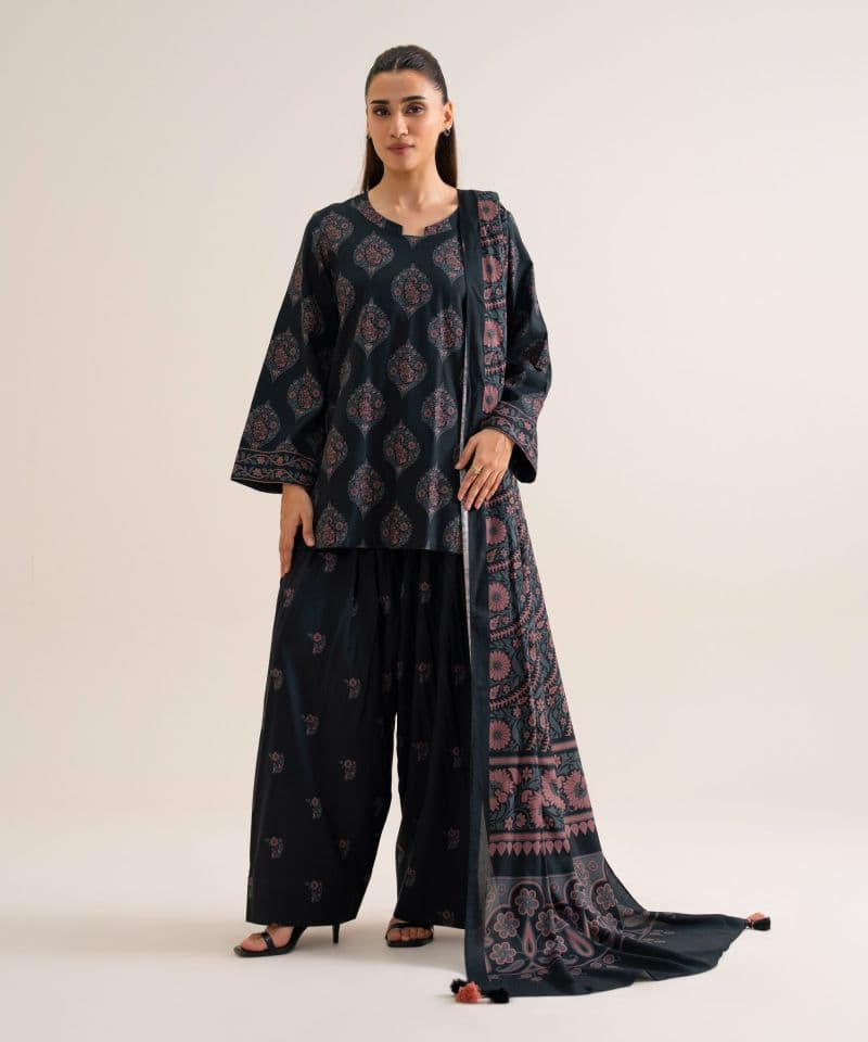 3 Piece - Printed Viscose Linen Suit