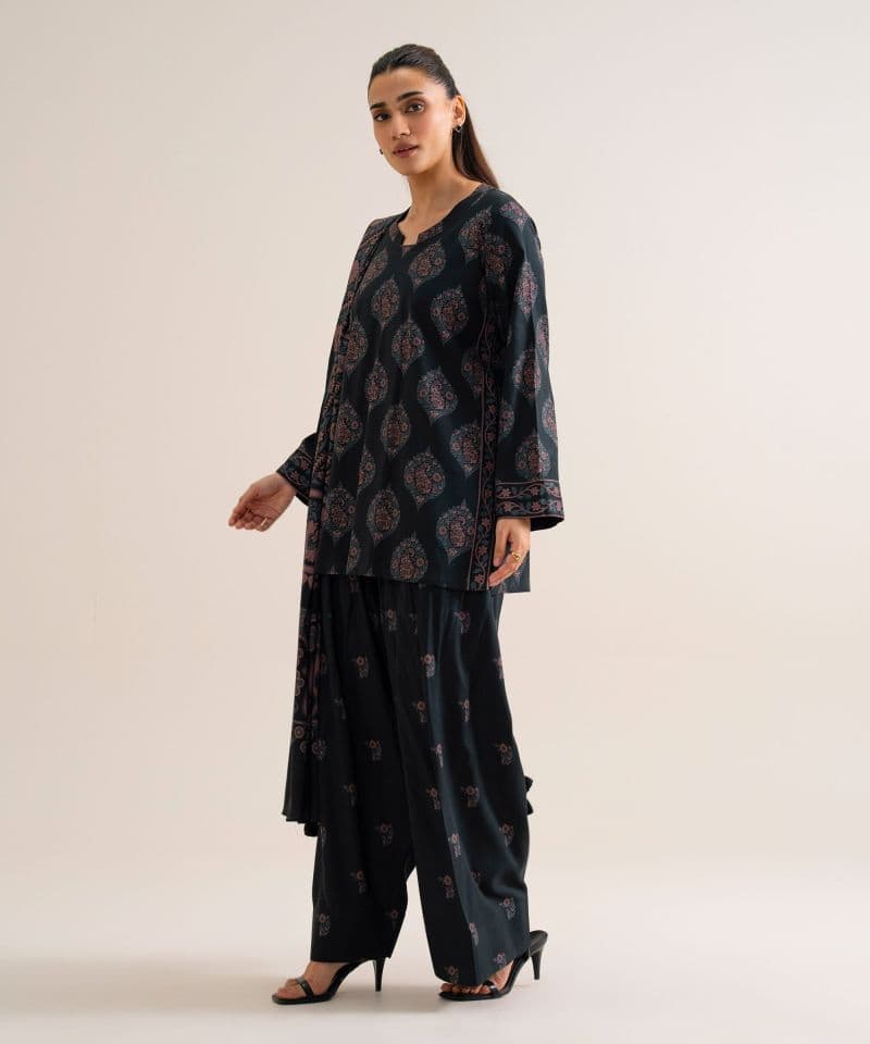 3 Piece - Printed Viscose Linen Suit