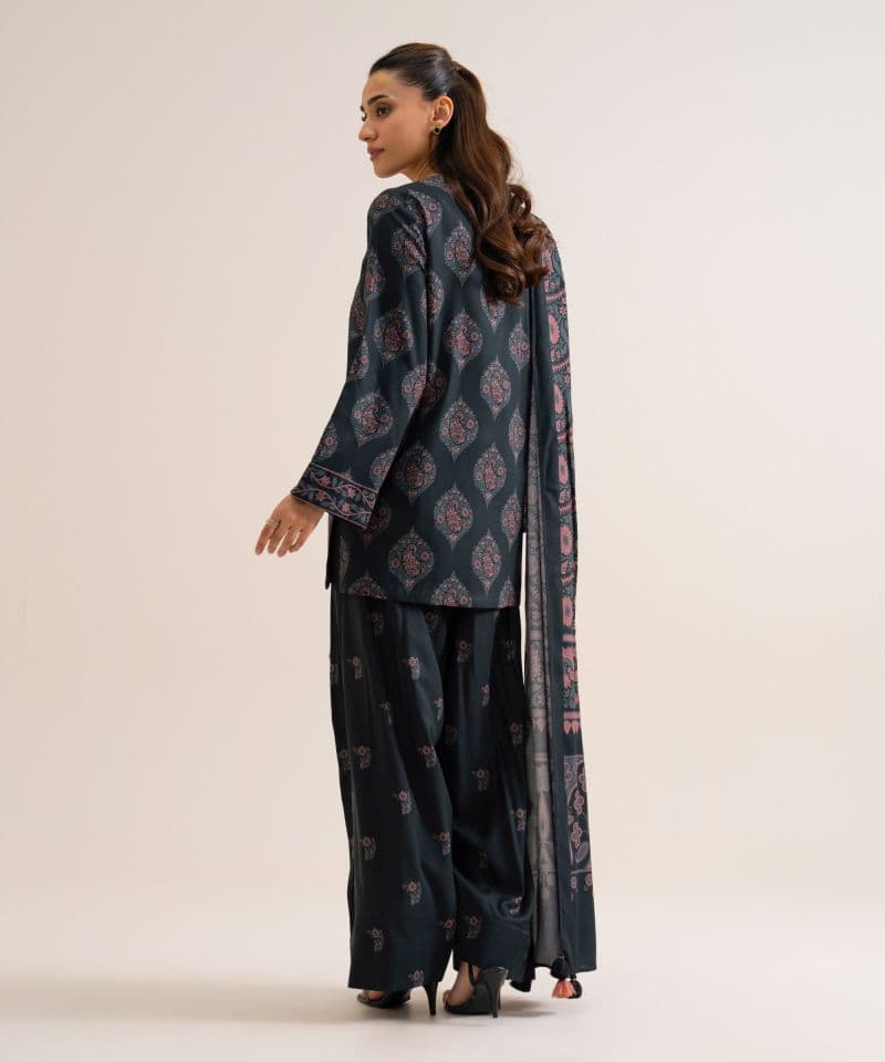 3 Piece - Printed Viscose Linen Suit