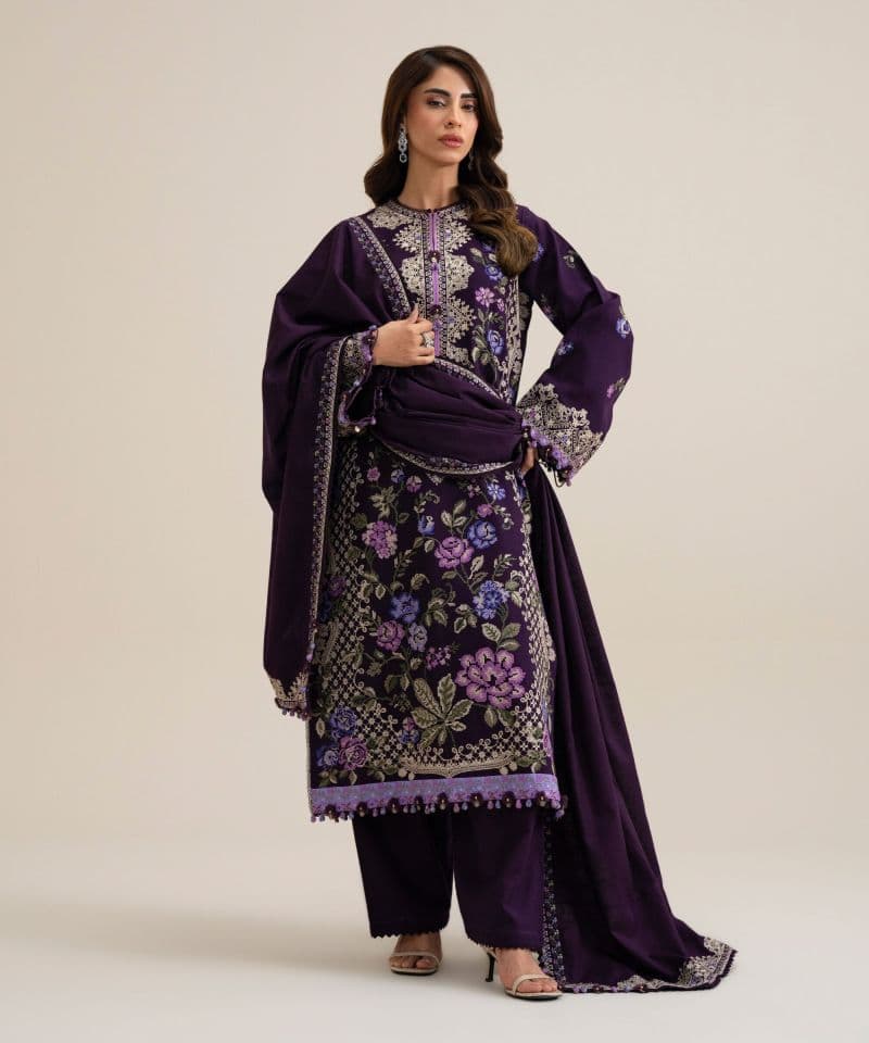 3 Piece - Embroidered Basic Khaddar Suit thumbnail
