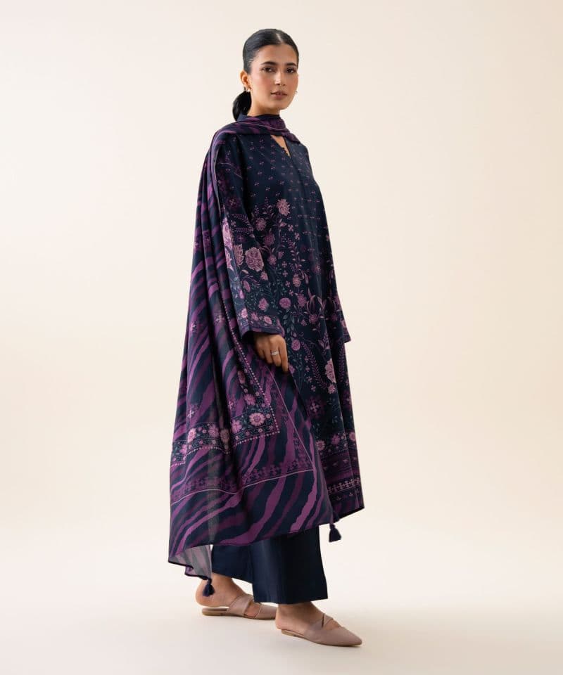 3 Piece - Printed Viscose Linen Suit