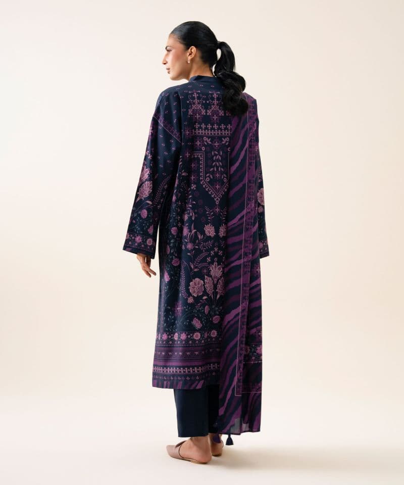 3 Piece - Printed Viscose Linen Suit